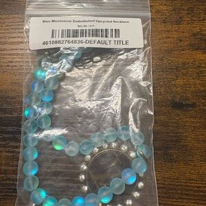 Iridescent Blue Moonstone Necklace with Silver Accents